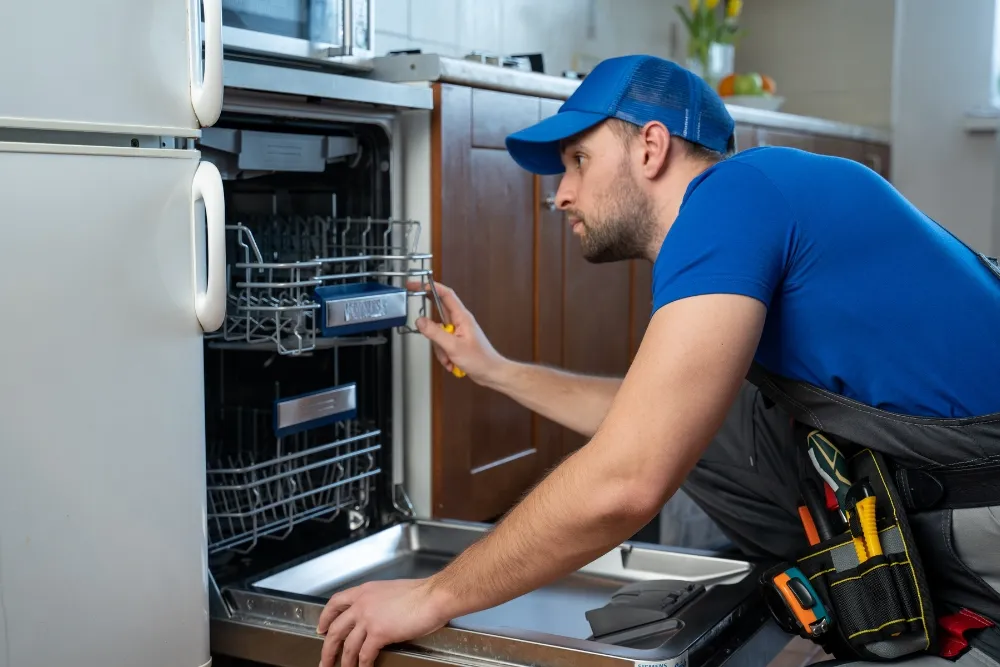 Siemens dishwasher being inspected for technical faults
